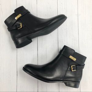 Ralph Lauren Black Borgia Boots With Gold Buckles Size 7.5